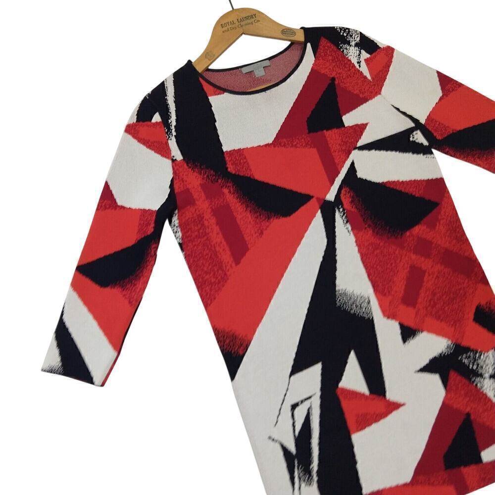 COS Sweater Dress Size XS Knit Jacquard Red Black Abstract Minimalist Artsy - Picture 4 of 8